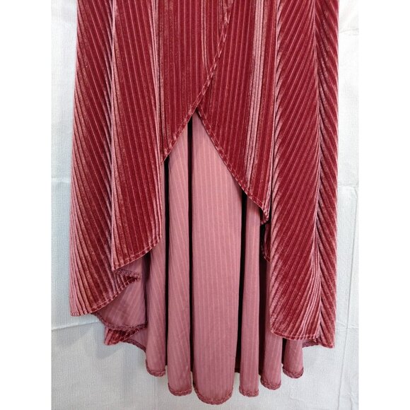 Baltic Born Ribbed Velvet Maxi True Wrap Dress XL Flowy Long Burgundy Formal - Picture 4 of 11